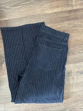 Ardene Navy Pinstripe Wide Leg Jeans